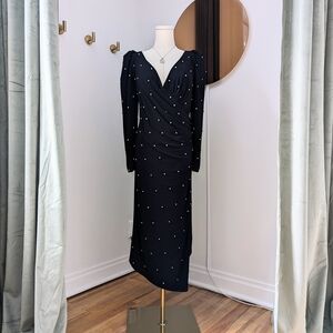 NWOT Mac Duggal Black Long Sleeve‎ Embellished Dress Size 14